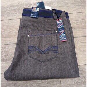 JINZU RELAXED FIT GRAY DENIM JEANS PURPLE STITCH MEN'S SIZE 48x34 NWT ($79.99)